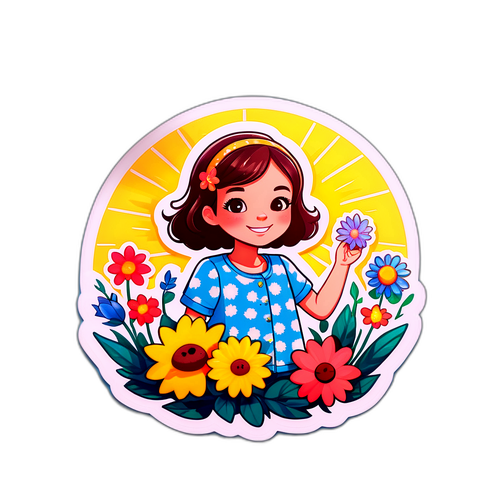 Speelse sticker van Elodie Fontan in een zonnige omgeving