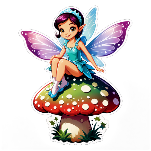 Magical Fairy on a Toadstool Sticker