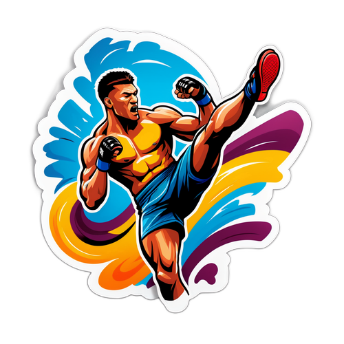 Sticker d'un combattant UFC en pleine action
