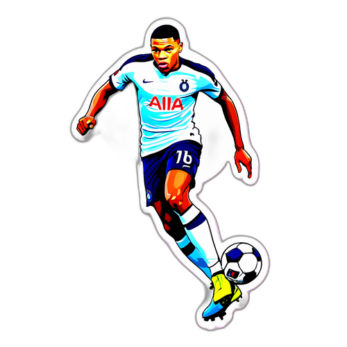 Ett energiskt och lekfullt klistermärke av Kylian Mbappé i aktion