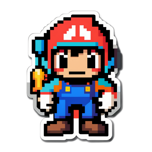 रेट्रो वीडियो गेम-थीम वाला स्टिकर