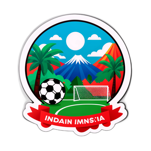 Sticker Landskap dan Tradisi Indonesia dengan Elemen Sepak Bola