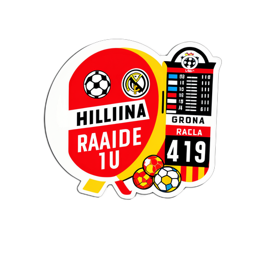 สติ๊กเกอร์ที่แสดงถึงการแข่งขันระหว่าง Girona และ Real Madrid