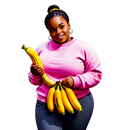 Cheerful Black Girl with Bananas