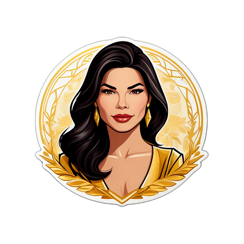 Lauren Sanchez jako módní ikona: stylizovaný portrét s zlatými prvky