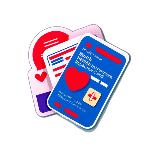 健康保险卡与药物滥用主题的贴纸