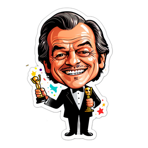 Karikaturklistermærke af Jack Nicholson ved Oscars