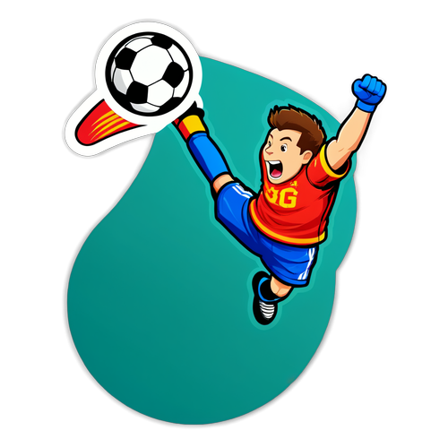 Sticker mit einem Handballtor und dem Ball, der hineinfliegt, um den Sieg zu symbolisieren