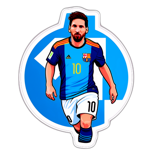 Adesivo illustrato di un pallone da calcio con design della maglia numero 10 di Messi