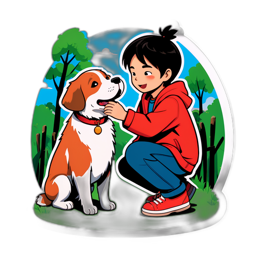村のヒロと愛犬の遊び