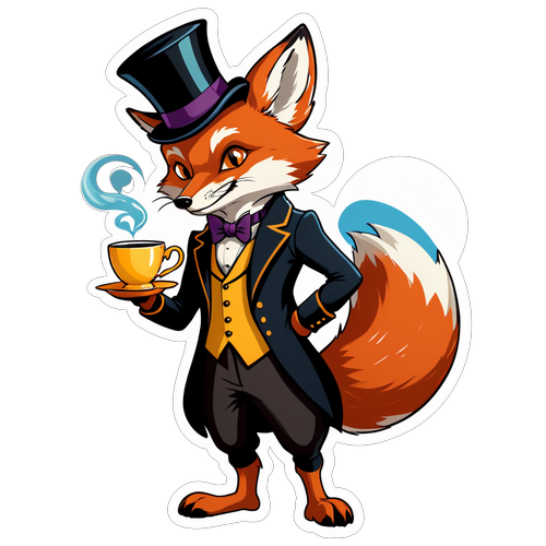 Meet the Classy Fox with a Heartwarming Surprise! Your New Favorite Emoticon Awaits!