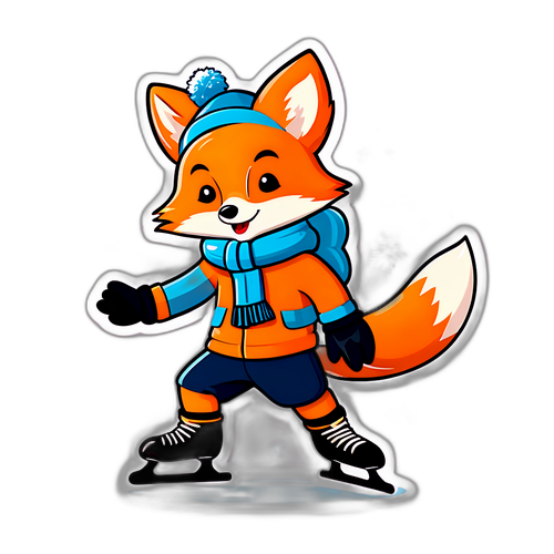 Rubah Kartun Comel di Pakaian Musim Sejuk