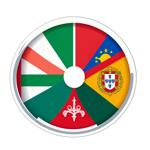 Badge-stil klistermärke med italienska och portugisiska flaggor