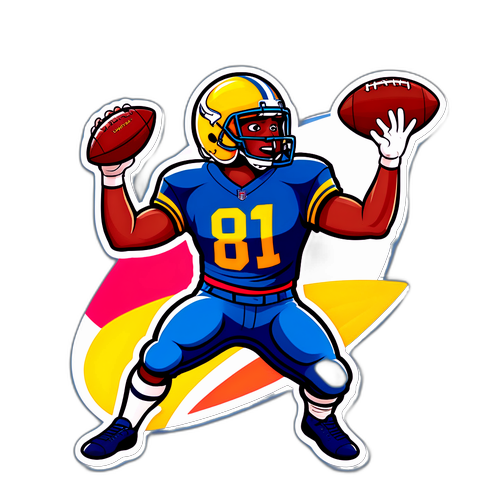 Hauska NFL-pelaaja potkaisee palloa