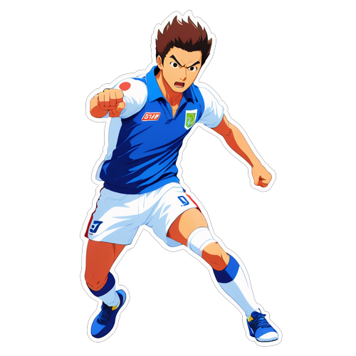 動的アクションポーズのサッカーステッカー