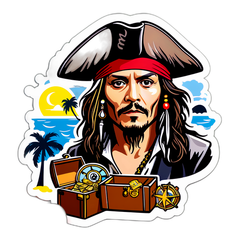 Et fantasifuldt klistermærke af Jack Sparrow