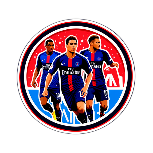 Αυτοκόλλητο με παίκτες της Παρί Σεν-Ζερμέν που δημιουργούν μαγεία στο γήπεδο