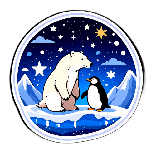 Antarktiksen jääkarhu ja pingviini sticker