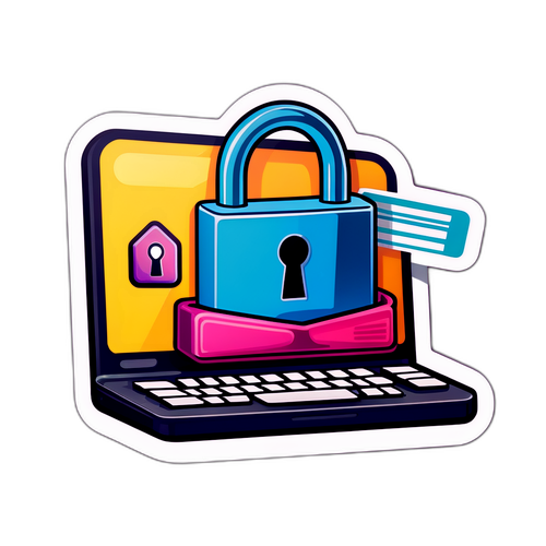 インターネット安全を促進するキーボードとロックのステッカー