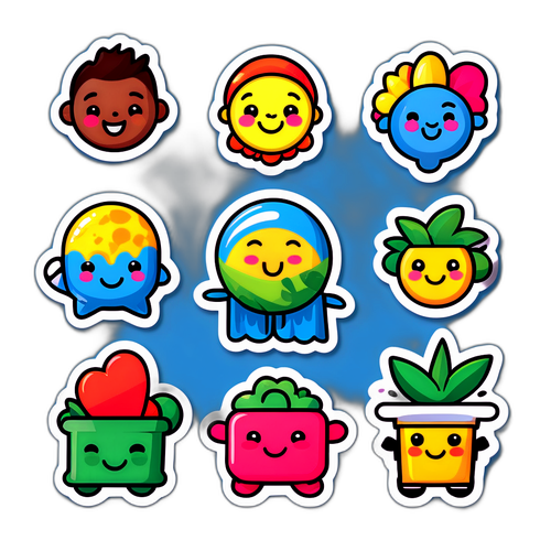 Masayang Ikonikong Sticker ng mga Layunin sa Napapanatiling Pag-unlad