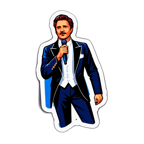 Динамическая наклейка Александра Маршала на сцене с микрофоном