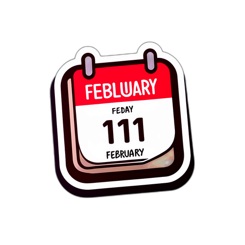 Наклейка с датой 1 февраля, оформленная как календарь