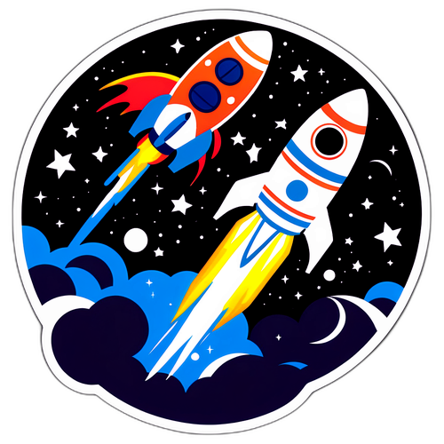 Adesivo Spaziale: Razzetti in Volo