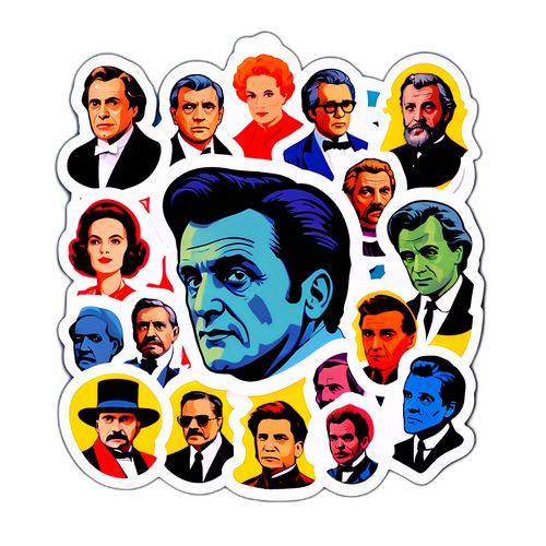 Törőcsik Franciska filmszerepeiből készült sticker, stílus és színek kombinációjával