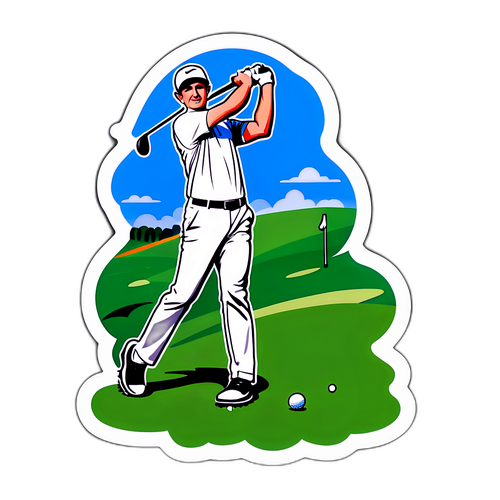 Sticker av golfspiller i aksjon