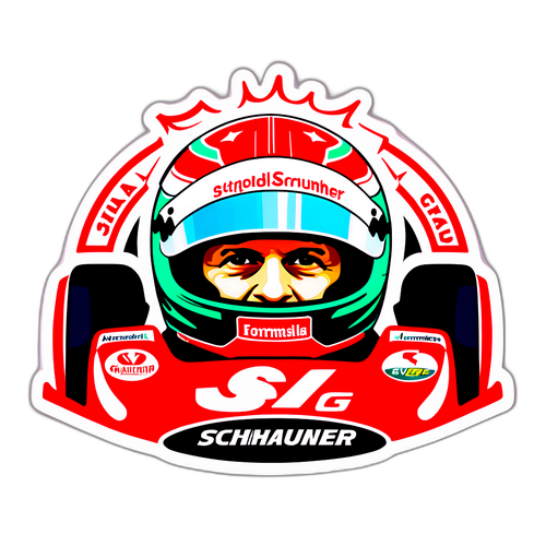 Stylizovaný portrét Michaela Schumachera v závodním autě