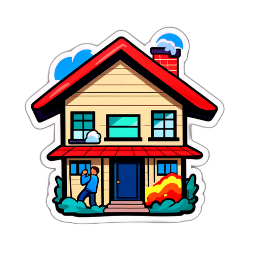 Isang Cartoon-style na Sticker ng Tahanan