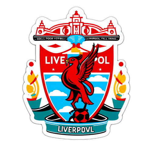 Kreatives Design eines Liverpool-Fans mit ikonischen Symbolen der Stadt