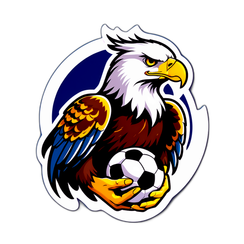 Một con đại bàng dữ tợn cầm bóng đá, biểu tượng cho tinh thần của Real Madrid