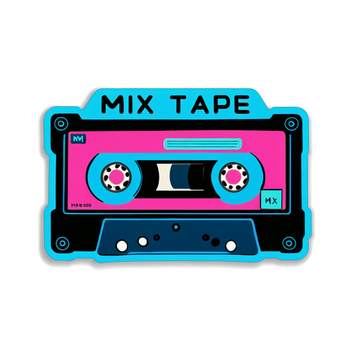 Unleash Your Inner 80s Vibes: This Neon 'Mix Tape' Sticker Will Make You Feel Alive!