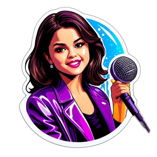 Selena Gomez avec un microphone