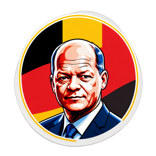 Autocolant cu Olaf Scholz și steagul Germaniei