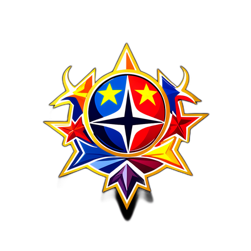 Уникальный логотип Лиги Чемпионов в форме звезды с символами всех участвующих команд