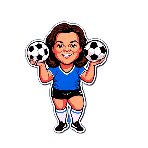 Autocolant haios cu Rosie O'Donnell jonglând cu mingi de fotbal