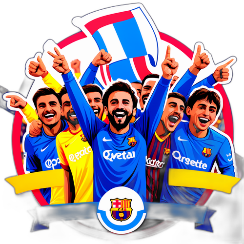 Χαρούμενη αυτοκόλλητη εικόνα από τον αγώνα Εσπανιόλ - Μπαρτσελόνα