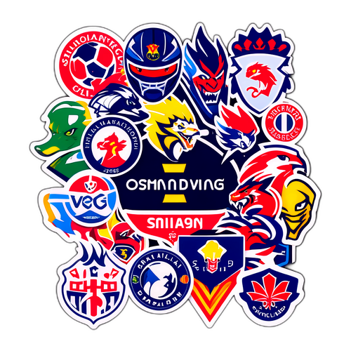 Логотипи команд у веселій композиції