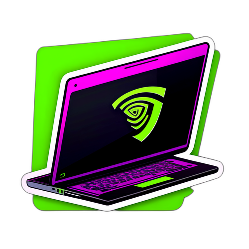科技風格貼紙：筆記型電腦與Nvidia標誌