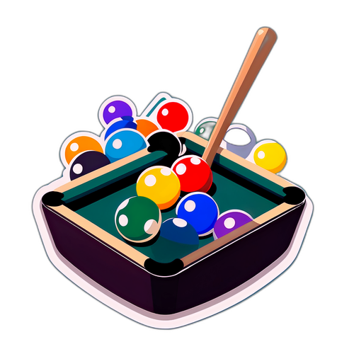 Ein verspieltes Billardspiel mit bunten Kugeln
