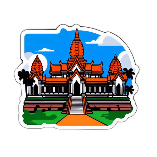 สติ๊กเกอร์ประวัติศาสตร์กัมพูชาบนภาพของนครวัด