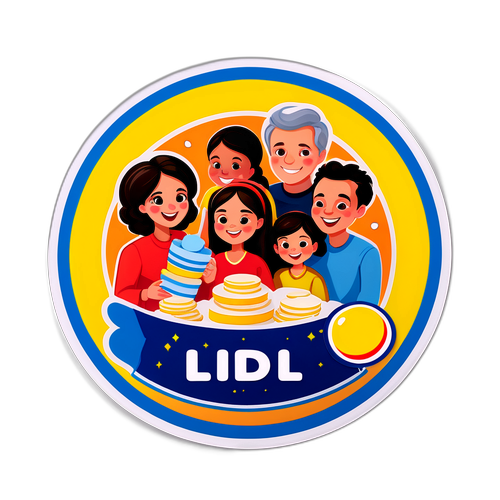 Słodki sticker świętujący więzi rodzinne z waflami Lidl