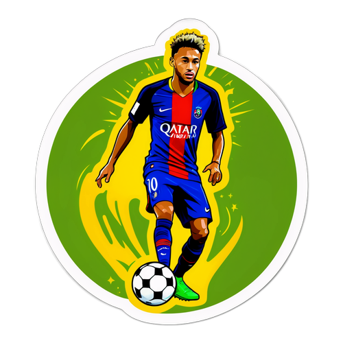 Autocollant captivant de Neymar dribblant avec le ballon