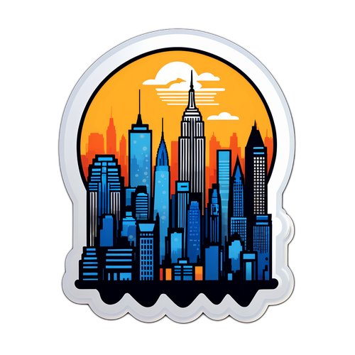 Desain Stiker Logo New York RB dari Siluet Kota