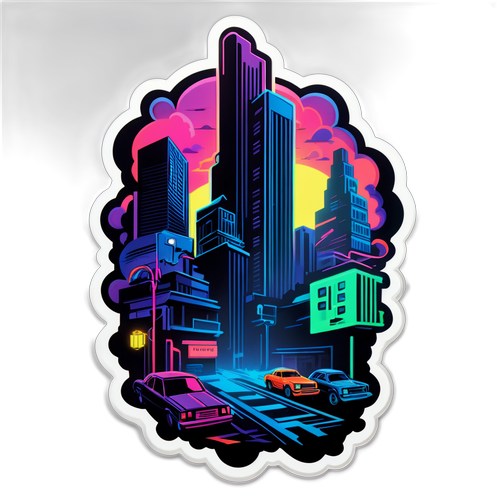 Mörkt tema sticker med neonakenter