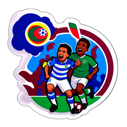 Sticker, das die Energie eines Fußballspiels einfängt