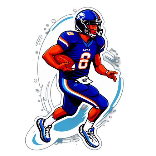 A dynamic quarterback sticker of Jayden Maiava