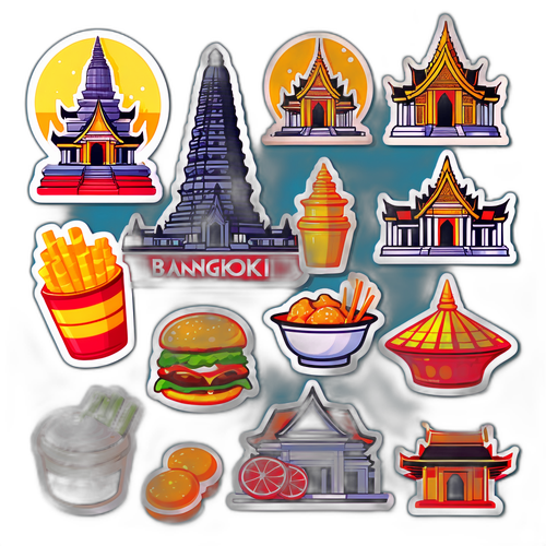 バンコクの名所を描いたステッカー
